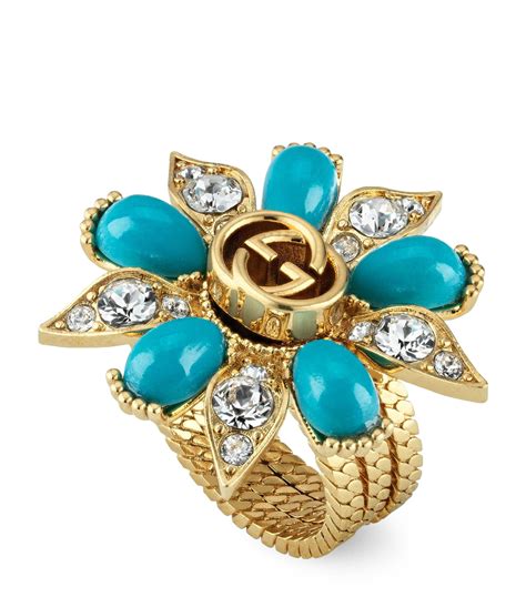 gucci interlocking g ring uk|Gucci flower tuquise ring.